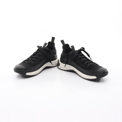 CHANEL Coco Mark Leather Suede Sneakers Black Size 38
