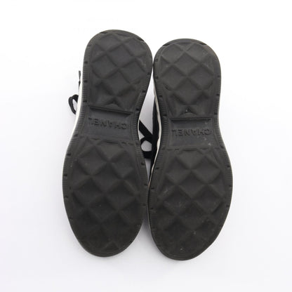 CHANEL Coco Mark Leather Suede Sneakers Black Size 38
