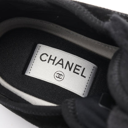 CHANEL Coco Mark Leather Suede Sneakers Black Size 38