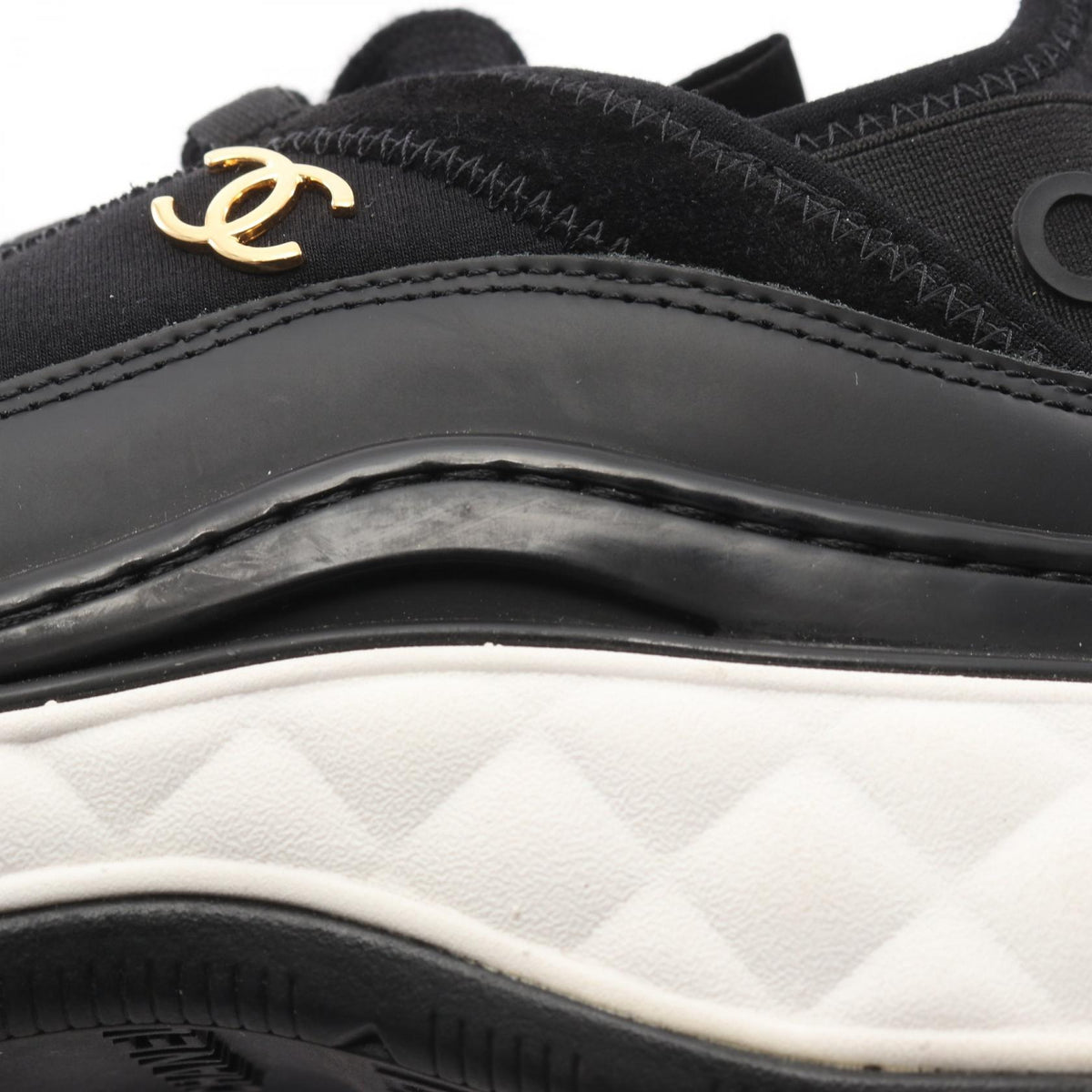 CHANEL Coco Mark Leather Suede Sneakers Black Size 38