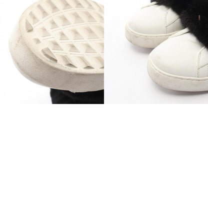 Valentino Leather Fur Slip-Ons White Black Size 40