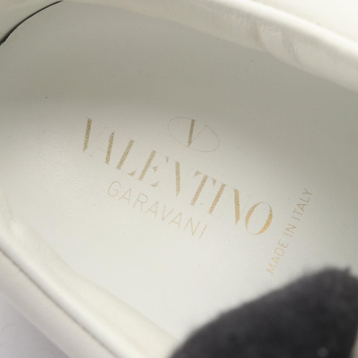 Valentino Leather Fur Slip-Ons White Black Size 40