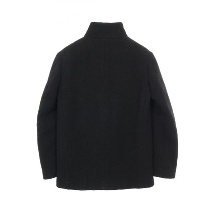 CHANEL Wool Coco Mark Button Coat Black Size 34