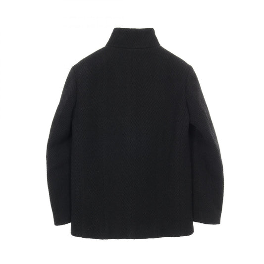 CHANEL Wool Coco Mark Button Coat Black Size 34