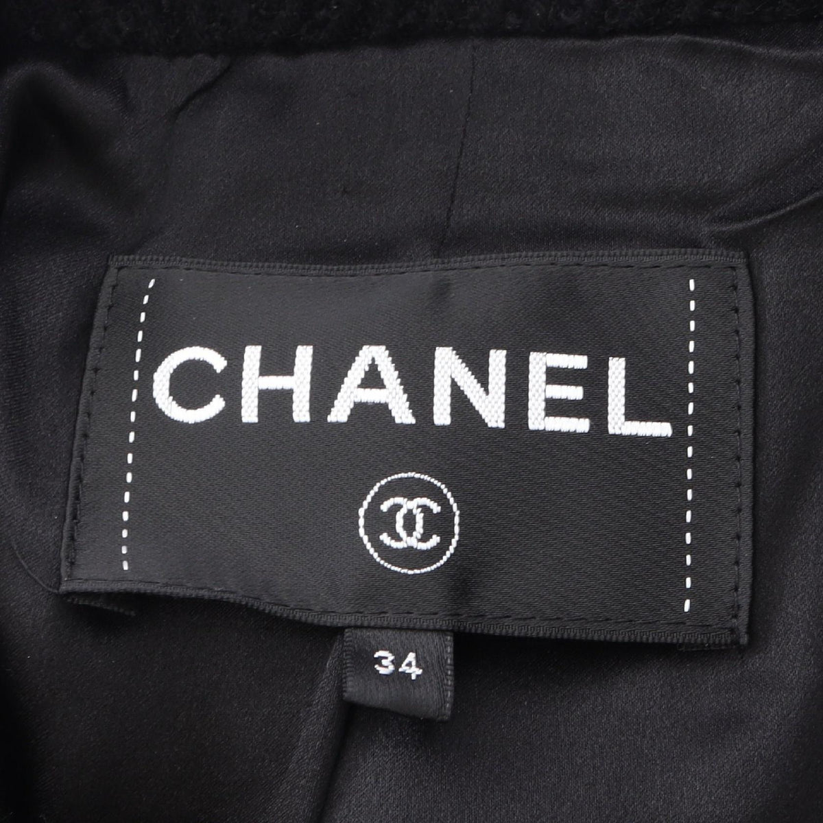 CHANEL Wool Coco Mark Button Coat Black Size 34