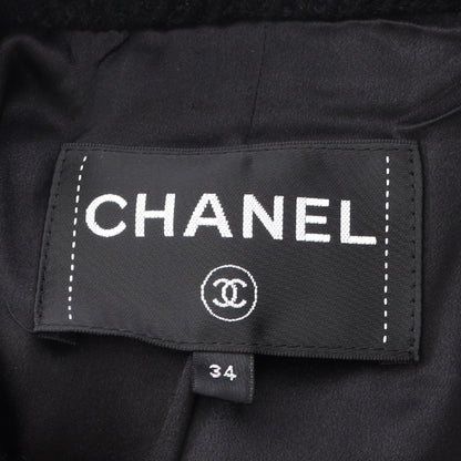 CHANEL Wool Coco Mark Button Coat Black Size 34