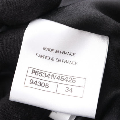 CHANEL Wool Coco Mark Button Coat Black Size 34