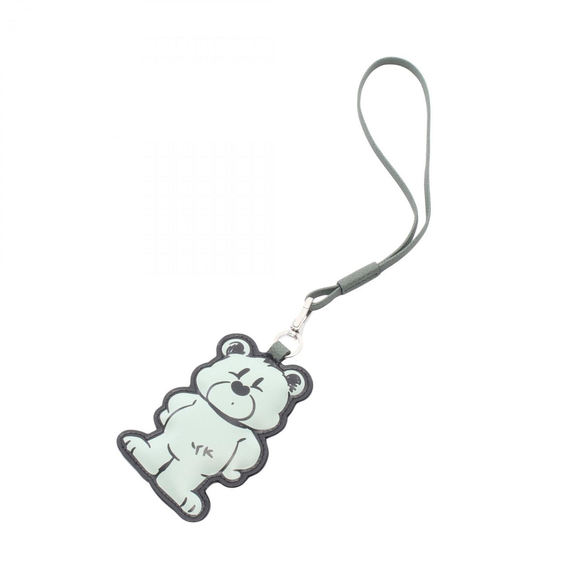 Valextra Bear Leather Charm Green Black