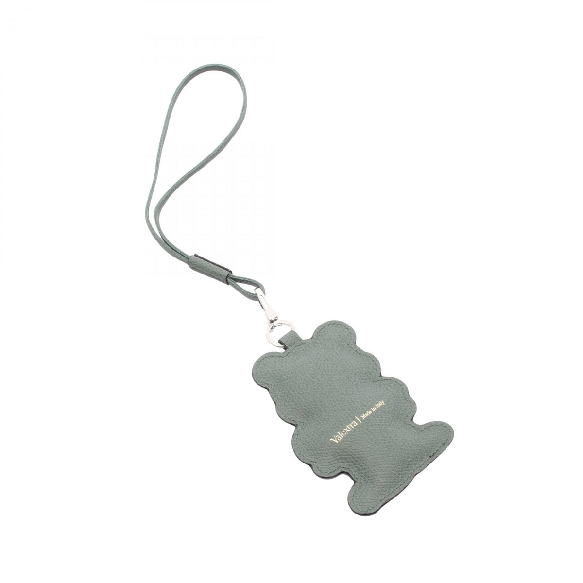 Valextra Bear Leather Charm Green Black