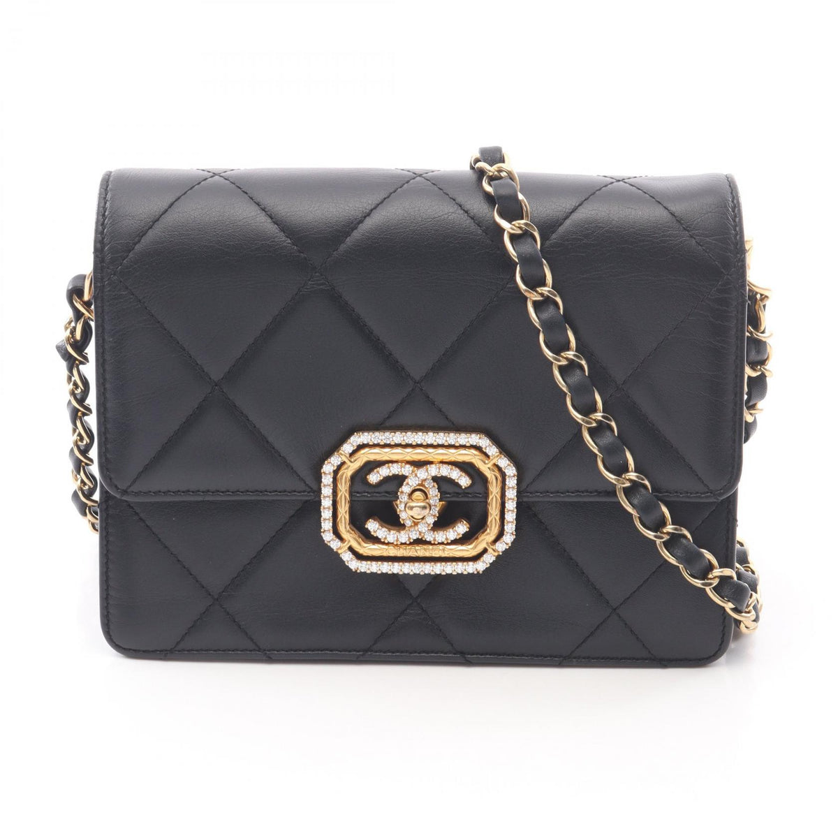 CHANEL Matelasse Lambskin Shoulder Bag Black