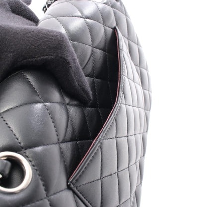 CHANEL Matelassé Double Black Lambskin Shoulder Bag