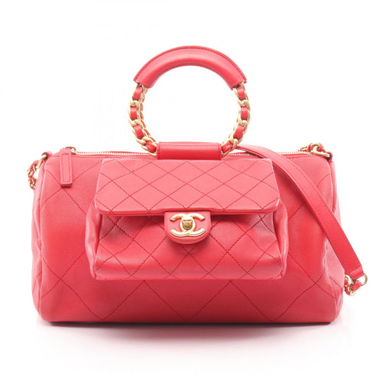 CHANEL Matelasse Caviar Skin Bag Red
