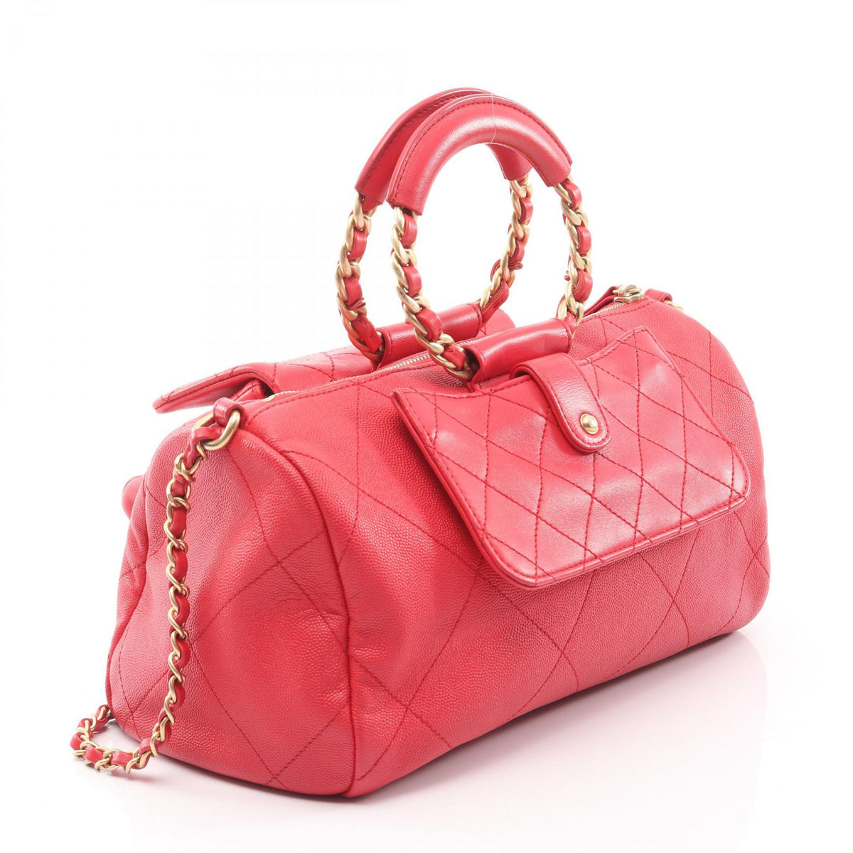 CHANEL Matelasse Caviar Skin Bag Red