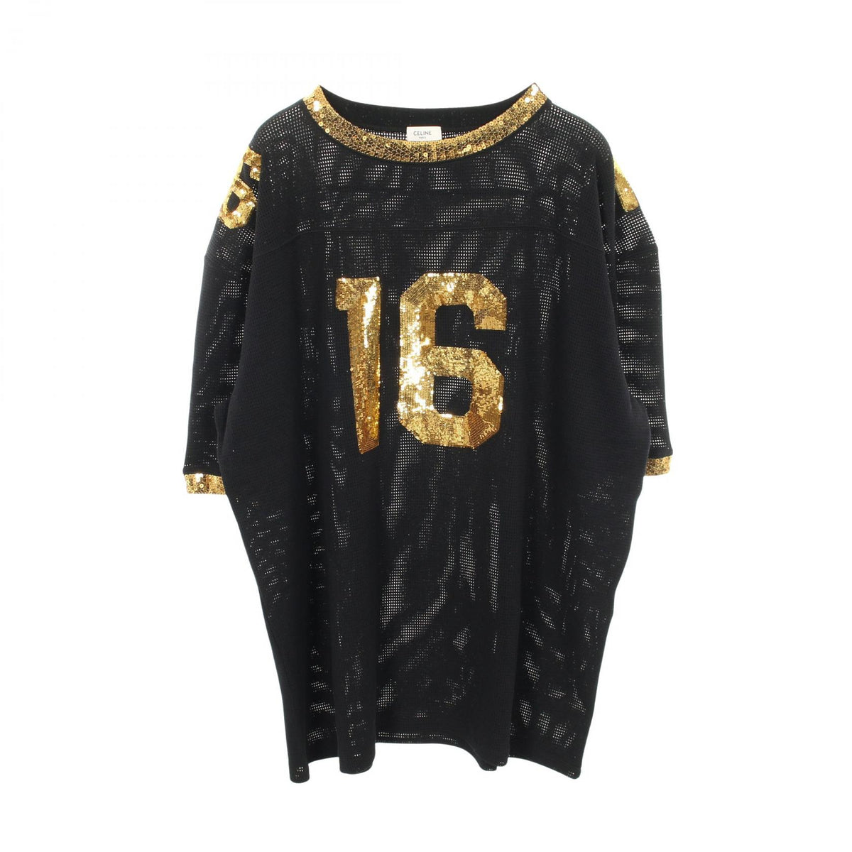 CELINE 16 Embroidered Cotton T-Shirt Black Size M