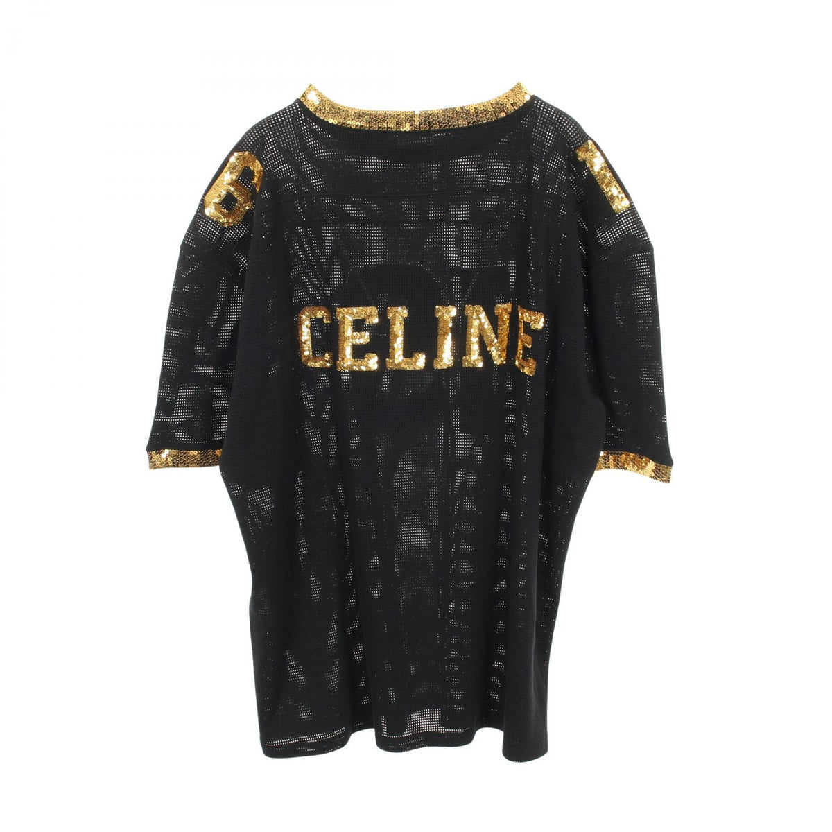 CELINE 16 Embroidered Cotton T-Shirt Black Size M