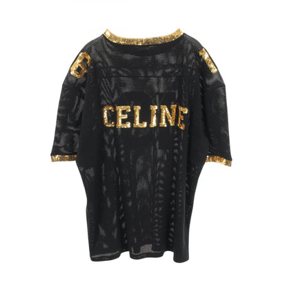 CELINE 16 Embroidered Cotton T-Shirt Black Size M