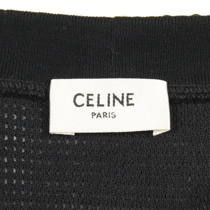 CELINE 16 Embroidered Cotton T-Shirt Black Size M