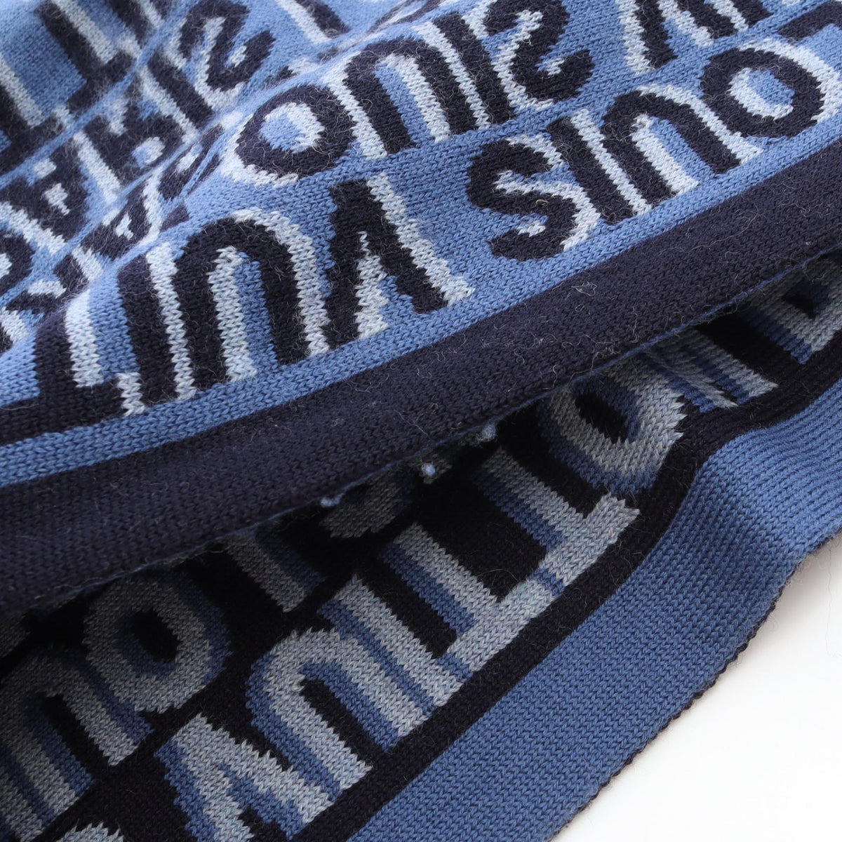 LOUIS VUITTON Echarpe LV Tag Wool Scarf Navy Blue