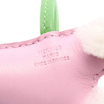 HERMES Buddy Charm Agneau Shearling Pink