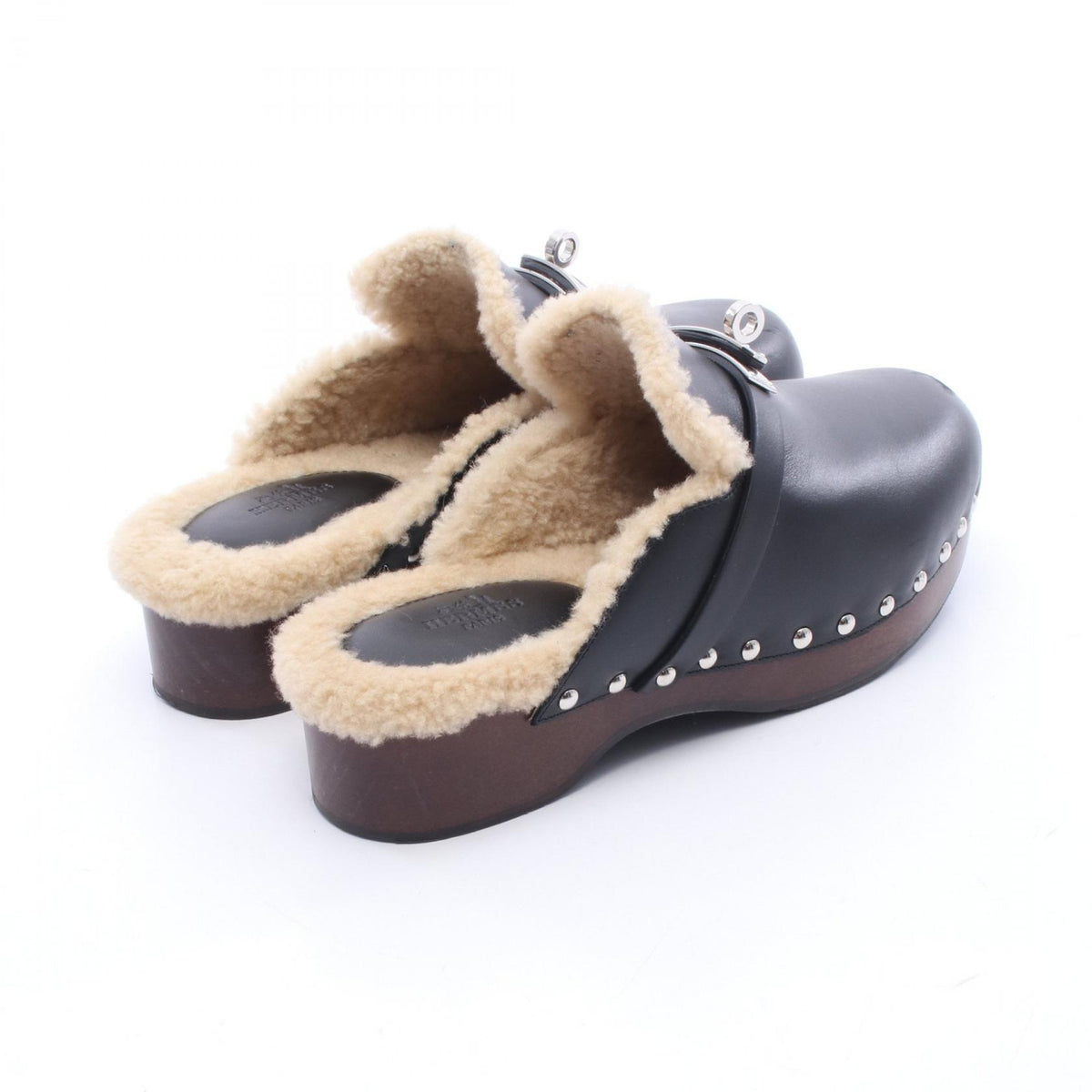 HERMES Carlotta Kelly Buckle Clog Sandals Size 36
