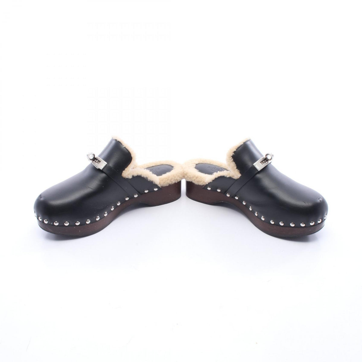 HERMES Carlotta Kelly Buckle Clog Sandals Size 36