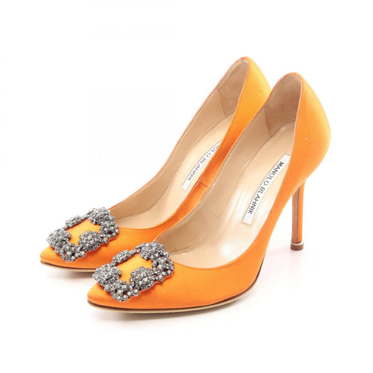 MANOLO BLAHNIK HANGISI Fabric Heels Orange Size 35
