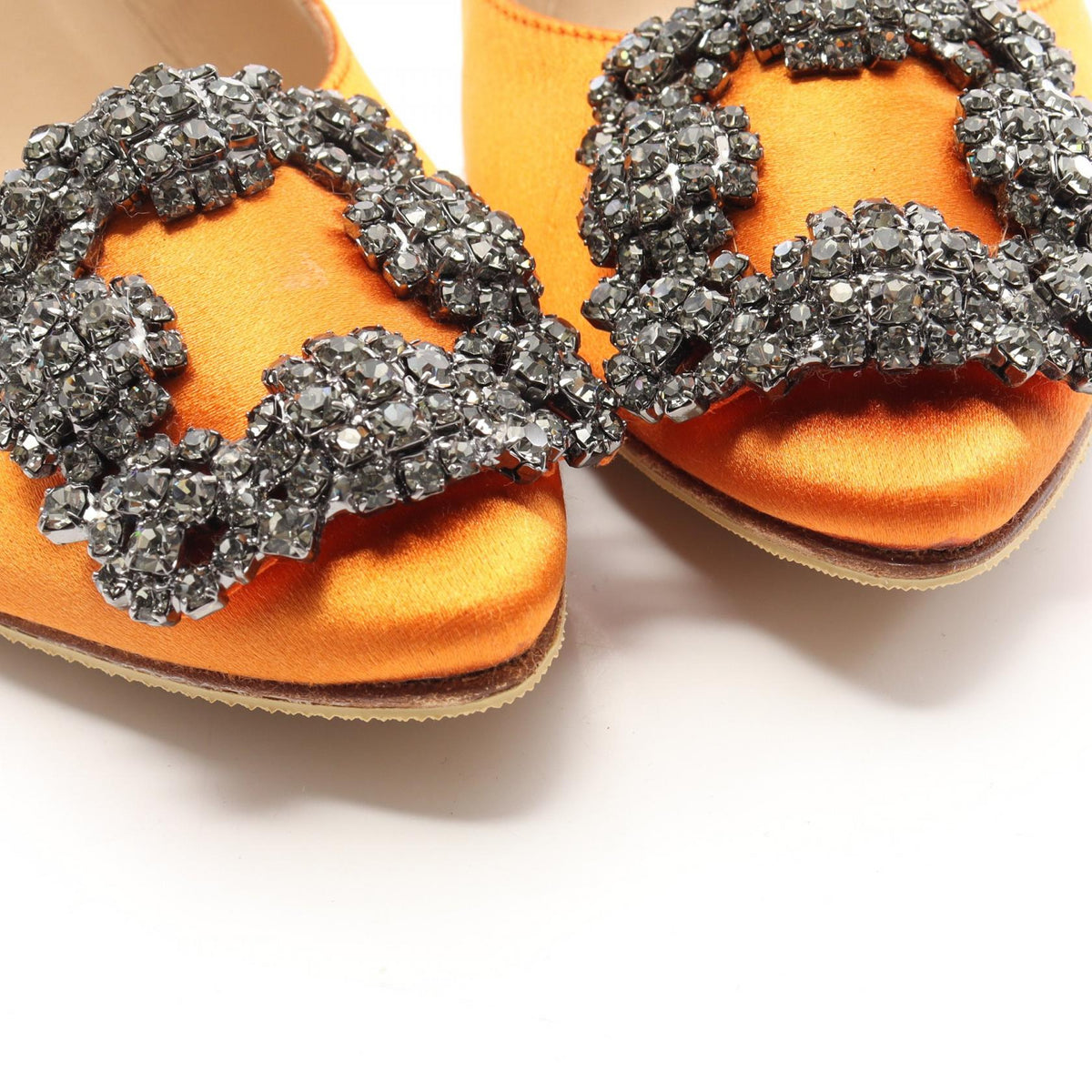 MANOLO BLAHNIK HANGISI Fabric Heels Orange Size 35