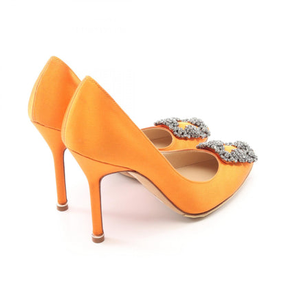 MANOLO BLAHNIK HANGISI Fabric Heels Orange Size 35