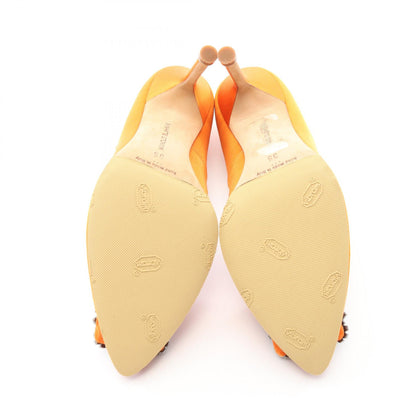 MANOLO BLAHNIK HANGISI Fabric Heels Orange Size 35