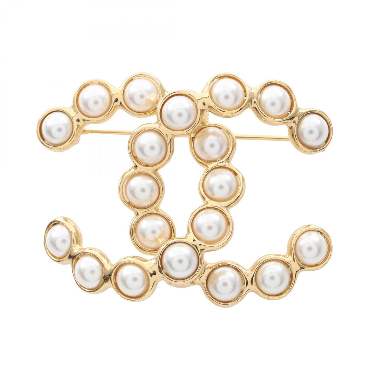 CHANEL Coco Mark GP Faux Pearl Brooch