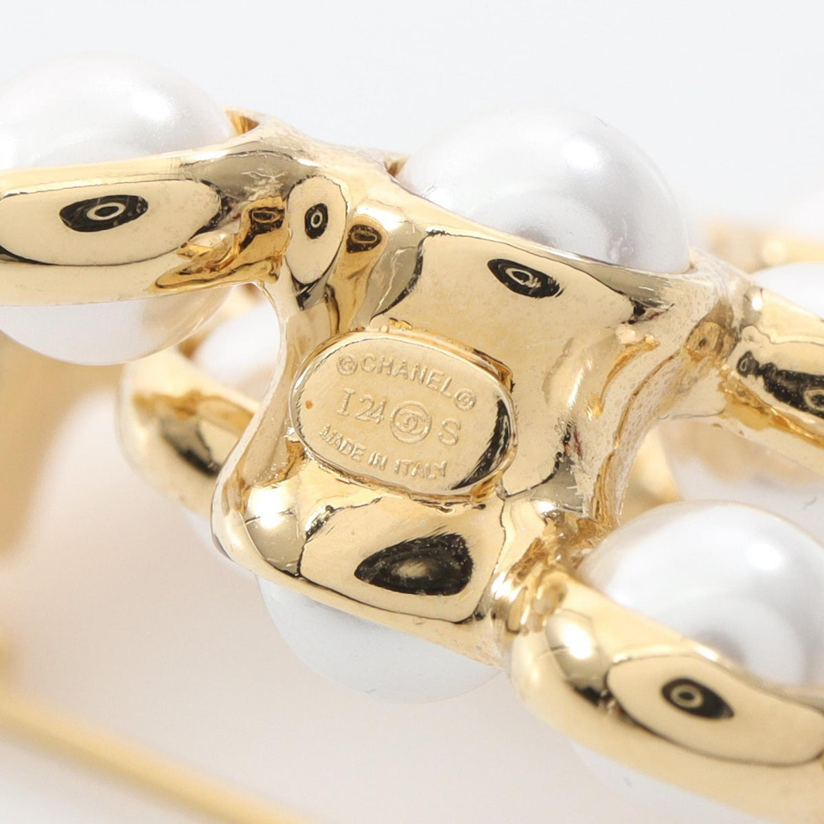 CHANEL Coco Mark GP Faux Pearl Brooch