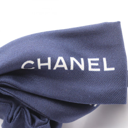 CHANEL Logo Ribbon Silk Scrunchie Blue