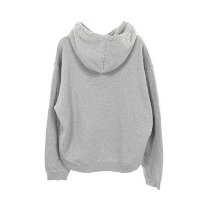 CELINE Flocked Logo Cotton Hoodie Gray Size XL