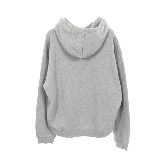 CELINE Flocked Logo Cotton Hoodie Gray Size XL