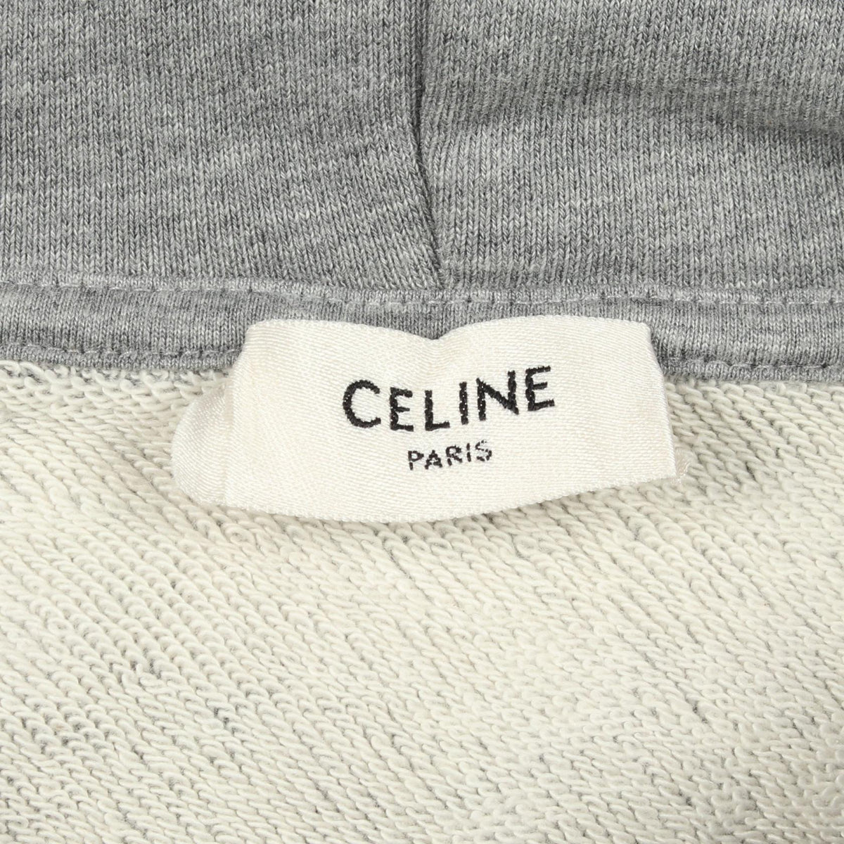 CELINE Flocked Logo Cotton Hoodie Gray Size XL