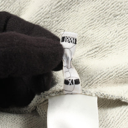 CELINE Flocked Logo Cotton Hoodie Gray Size XL