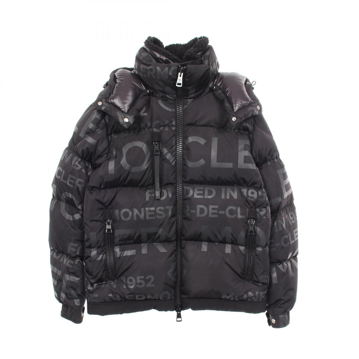 MONCLER TARENTAISE Down Fur Hood Nylon Jacket Black Size 1