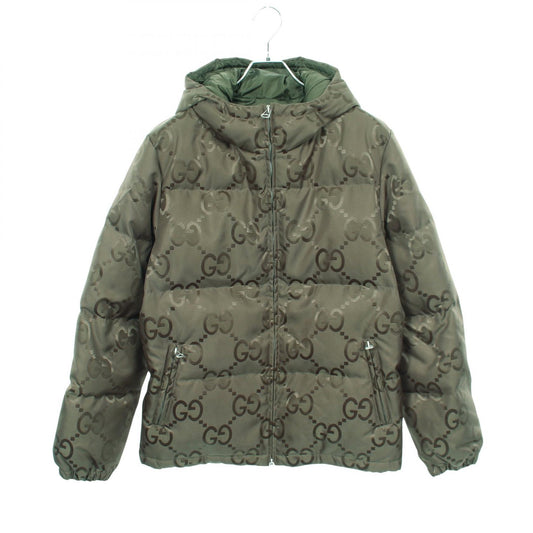 GUCCI Jumbo GG Hooded Nylon Down Jacket Khaki Size 44