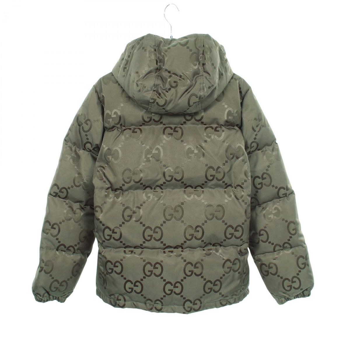 GUCCI Jumbo GG Hooded Nylon Down Jacket Khaki Size 44