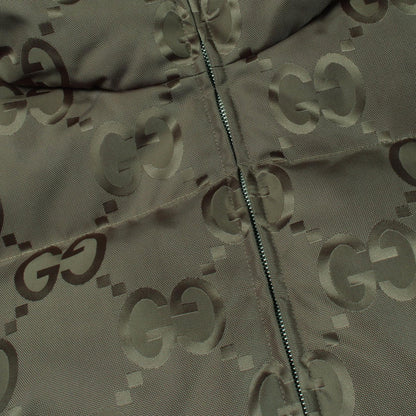 GUCCI Jumbo GG Hooded Nylon Down Jacket Khaki Size 44