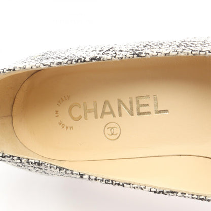 CHANEL Coco Mark Fabric Leather Pumps Black Size 34.5