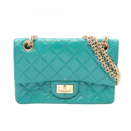 CHANEL 2.55 Shoulder Bag Calfskin Green