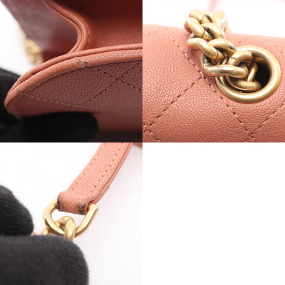 CHANEL Matelasse Leather Shoulder Bag Pink