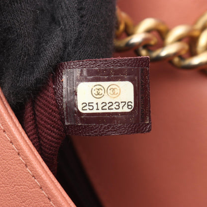 CHANEL Matelasse Leather Shoulder Bag Pink