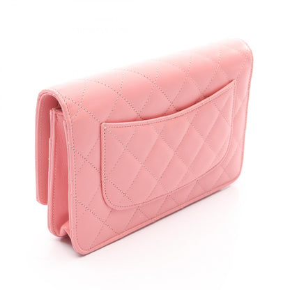 CHANEL Matelasse Shoulder Pink Lambskin Shoulder Bag