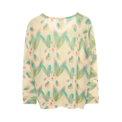 CHANEL All-Over Pattern Knit Sweater Cashmere Ivory Size 38
