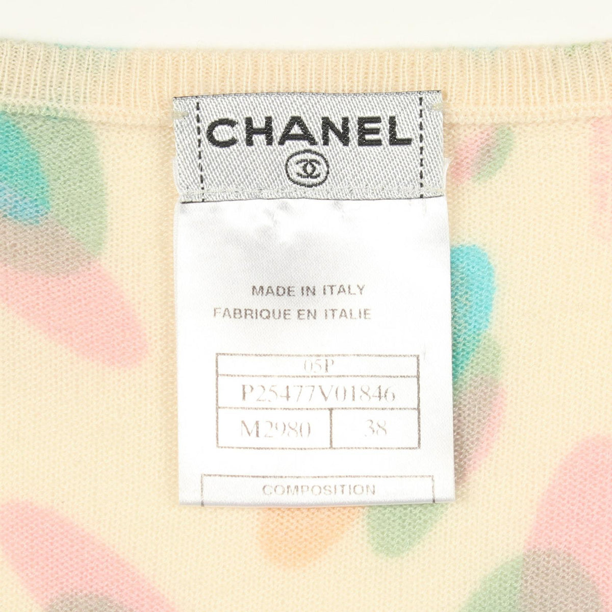 CHANEL All-Over Pattern Knit Sweater Cashmere Ivory Size 38