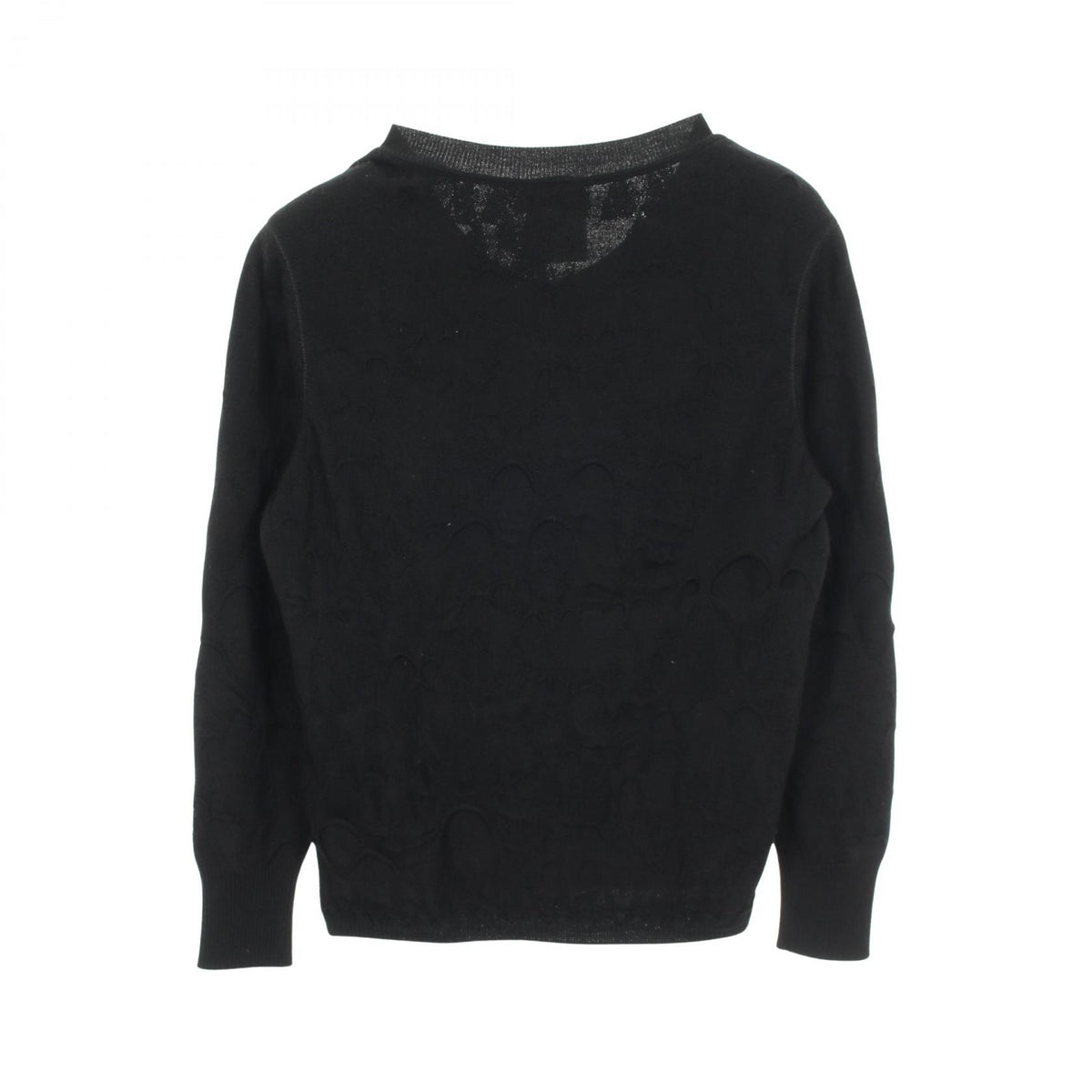CHANEL Coco Mark Button Frill Wool Cardigan Size 38