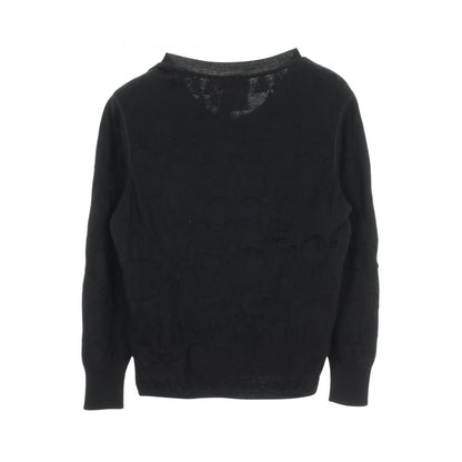 CHANEL Coco Mark Button Frill Wool Cardigan Size 38
