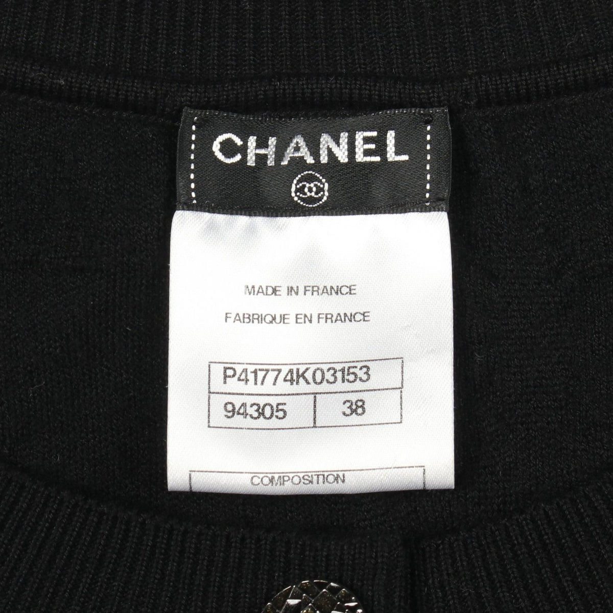 CHANEL Coco Mark Button Frill Wool Cardigan Size 38